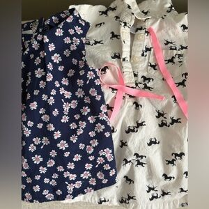 Horse Print 2T Shirt Dress Style & Navy w/pink/white Floral Shirt 2 Button